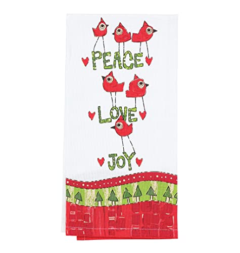 Enesco Izzy And Oliver Painted Peace By Stephanie Burgess Cardinal Birds Love And Joy Tea Towel Dish Cloth, 18 X 26 Inch, Multicolor #TOP12