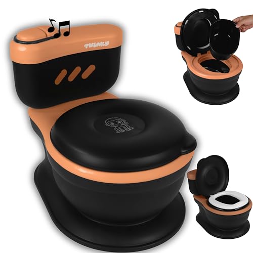 Twinky® Pot pour bébé et enfant - Potty Trainer 3 en 1 - Toilettes pour bébé - Avec son chasse d'eau - Design compact - Musique et porte-rouleau - Siège...