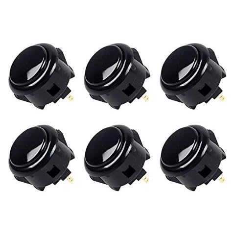 SANWA 6 pcs OBSF-30 Original Push Button 30mm - for Arcade Jamma Video Game & Arcade Joystick Games Console (Black) S@NWA Cover