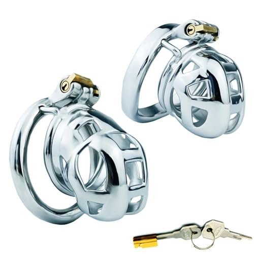 Yerbssk Metall Cobra Keuschheitskäfig aus EdelstahlKurz Unsichtbares Schloss Peniskäfig Cock Cage Abstinenzspiel Keuschheitsgürtel für Herren Extrem Chastity Cage Male Sklaven Bondage Sexspielzeug(S,5