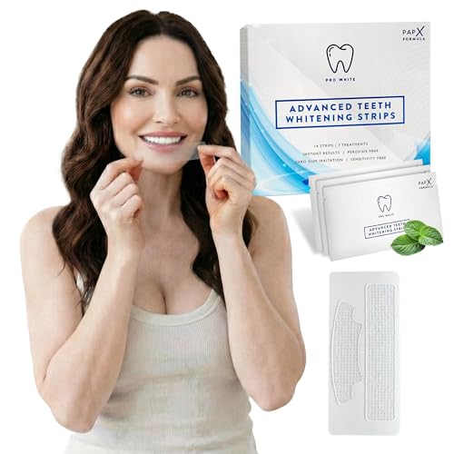Pro White Advanced Teeth Whitening Strips - Teeth Strips with Fresh Mint Flavor- Whitening Strips with 14 Applications for Easy Daily Use - Refresh Your Smile with Fast Acting Teeth Whitening Strips