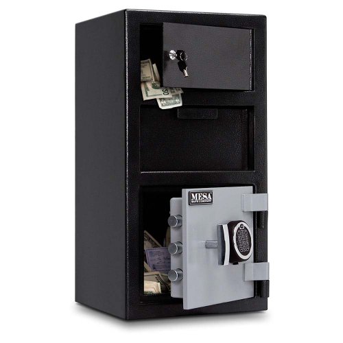 Mesa Safe MESA MFL2014E-OLK All Steel Depository Safe with Outer Locker, with Electronic Lock, 1.5-Cubic Foot, Black and Grey Black/Grey