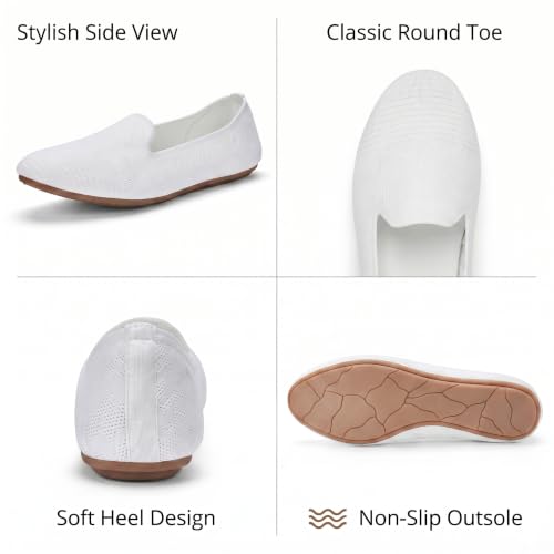 Image of Puxowe Women's Ballet Flats Breathable Knit Slip On Comfortable Round Toe Walking Shoes with Arch Support Insole for Work