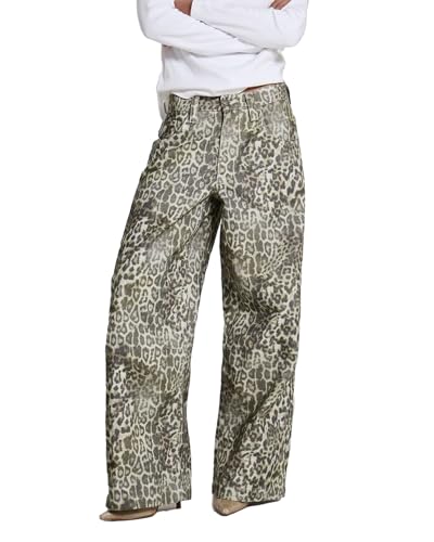 Kedera Women's Leopard Printed Straight Jeans Loose Y2K Jeans Casual Boyfriend Vintage Streetwear Cheetah Jeans