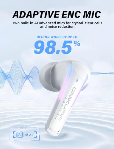 Image of New Version Wireless Gaming Earbuds, 20ms Ultra Low Latency, 2.4GHz + Bluetooth 5.3 Dual Mode, ENC Mic, USB-C Dongle Compatible with PS5 /PS4, Meta Quest 3 /3S /2, Steam Deck, PC & Mobile - White