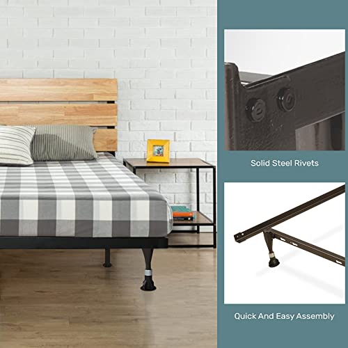 Greaton Advanced Bed Frame With Wheels | Single Angle Iron Center Support, Re-Rolled Rail Steel, Locking Wheels On Rug Rollers, Double Riveted 6 Steel Legs, Fits (Queen, King, California King) #TOP5