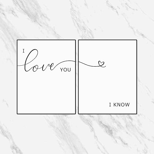 Miniatura 4 de I Love You I Know, decoración sobre la cama, juego de 2 impresiones, arte sobre la cama, letreros sobre la cama, impresión romántica con cita sobre