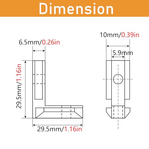 Qijintrid 2525-BLACK-12-JC-FBA Sets 1010 Series Aluminum Extrusion L-Shape Inside Corner Connectors,12Pcs 1010 Extruded Aluminum Profile L Bracket thumb #2