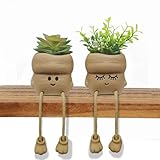 2Pcs Smiley Face Succulent Artificial Plants Planters - Cute Plant Pot Home...