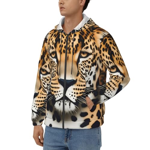 Sweat à capuche décontracté homme imprimé léopard coupe ample anti-froid