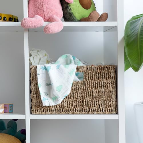 Large Handwoven Seagrass Storage Basket with Built-in Handles, Decorative Woven Organizer Bin for Blanket, Towels, Closet, Pantry, Bathroom, Laundry Room & Living Room, 2 Pack by CROS - Used condition - Image 5