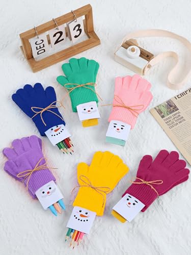 Image of Cooraby 12 Pairs Kid's Winter Magic Gloves Children Stretchy Warm Magic Gloves Boys or Girls Knit Gloves for 6-12 Years