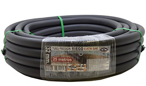 S&M 012181 – Tubería de polietileno para riego Ø 32 mm (6 atmósferas) x 25 metros longitud | Color negro, apto para riego en jardines, huertos y actividades agrícolas