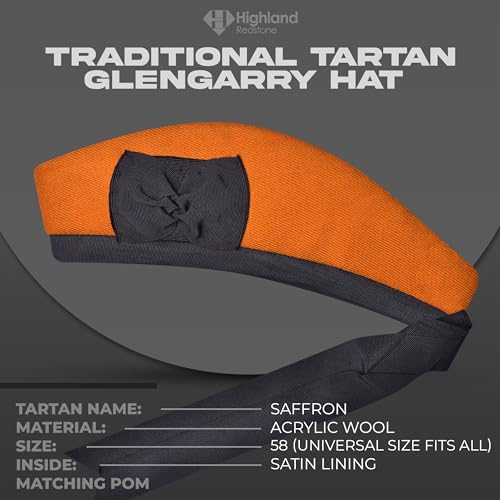 Image of Glengarry Cap-Traditional Scottish Hat, Acrylic Wool Tartan Glengarry hat, Kilts /Bagpipes Accessories