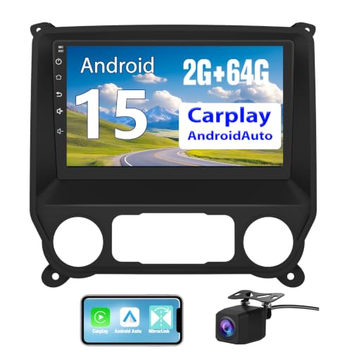 Pyniro Car Radio for Chevrolet Chevy Silverado Sierra 2014 2015 2016 2017 2018 10.1 Inch with CarPlay Android Auto Bluetooth 5.0 GPS Navigation DSP FM AM Rear Camera Support