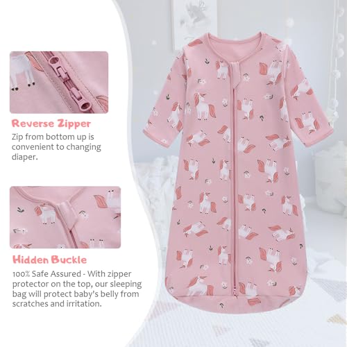 Image of Miracle Baby Long Sleeve Sleep Sack 2-Pack, 100% Cotton Wearable Blanket Baby Sleeping Bag for Newborn Infant Toddler