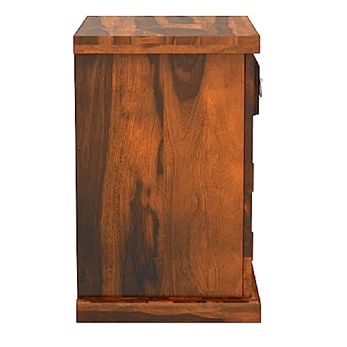 Image of Sheesham Wood Multipurpose Nightstand Small Side Table for Small Spaces End Table Bedside Tables with 2 Drawer & Shelf Storage for Living Room Bedroom (Design 1)