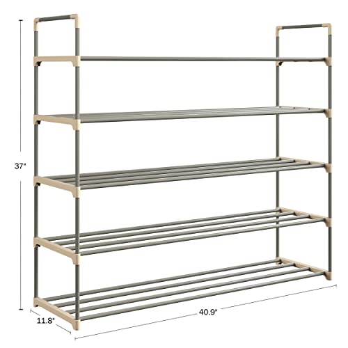 Shoe Rack with 5 Shelves-Five Tiers for 30 Pairs-For Bedroom, Entryway, Hallway, and Closet- Space Saving Storage and Organization by Home-Complete - Thumbnail 2