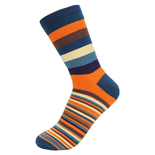 HOYOLS Men's Dress Casual Colorful Stripe Cotton Socks Patterned Business Long Socks (5 Packs)2