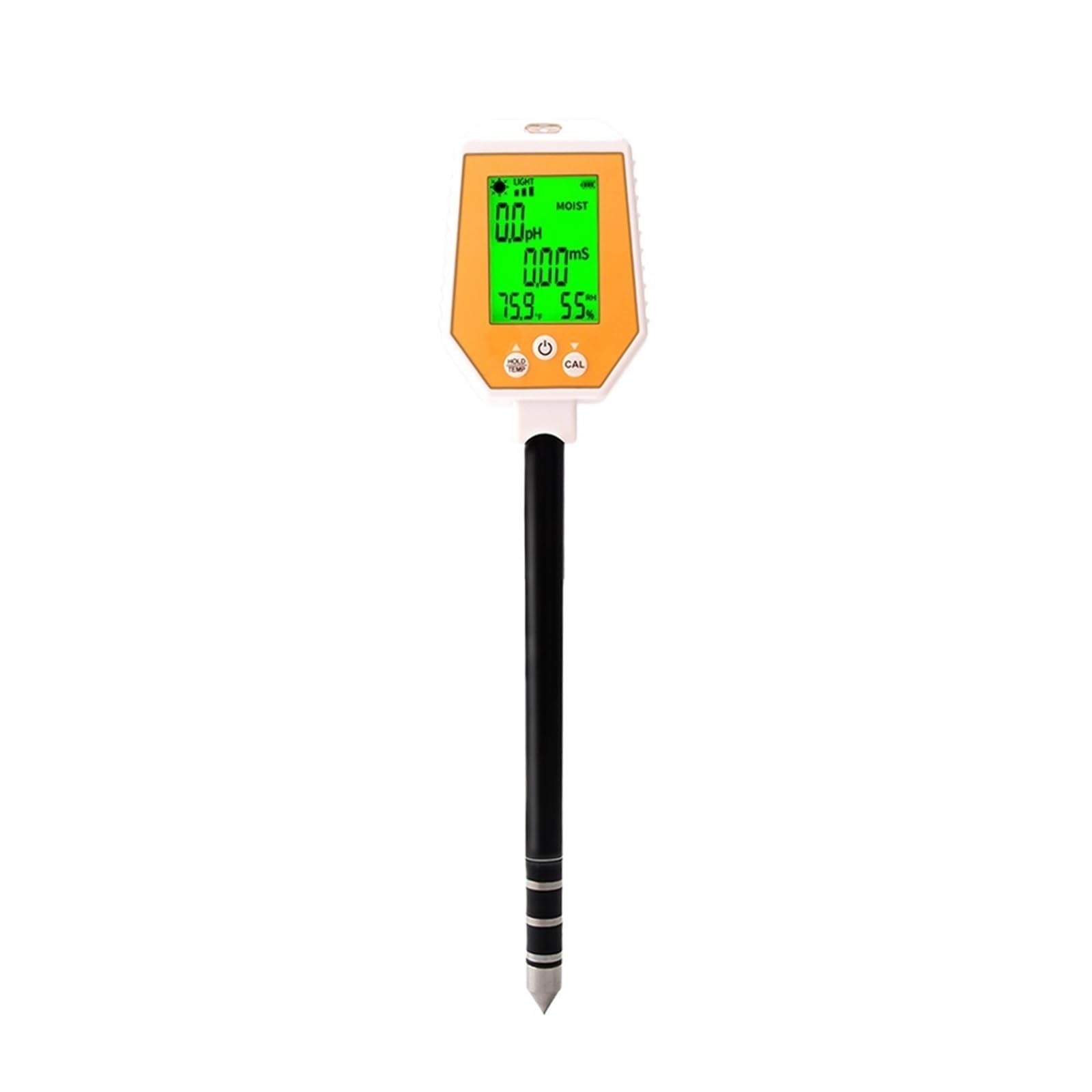 Medidor De Suelo 6 En 1: PH, CE, Humedad, Luz Solar, Humedad Del Aire Y Temperatura. Medidor De PH Y Conductividad De Alta Precisión For Jardinería Y Agricultura.
