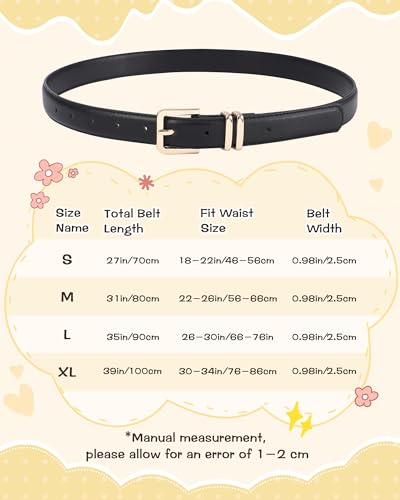 AWAYTR 2 Pack Girls Leather Belt for Kids Jeans with Gold Square Buckle2