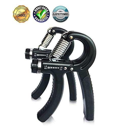 Eoney Hand Grip Strengthener Adjustable Hand Grip Exercisersï¼ŒHand Gripper with Resistance Range 22 to 88 Lbs(2Pack-Black 10-40kg)