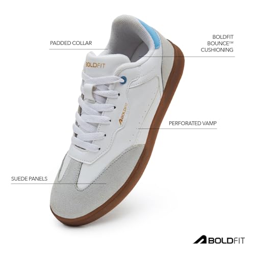 Image of Boldfit Sneakers for Woman Faux Leather Casual Shoes with Soft Cushion Insole, Lace-Up Eveyday Wear Footwear Women Sneakers Shoes Klunys Elite