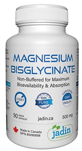 Magnesium Bisglycinate 500 mg – Pure – No Fillers – Non Buffered – 90 Vegetable Capsules