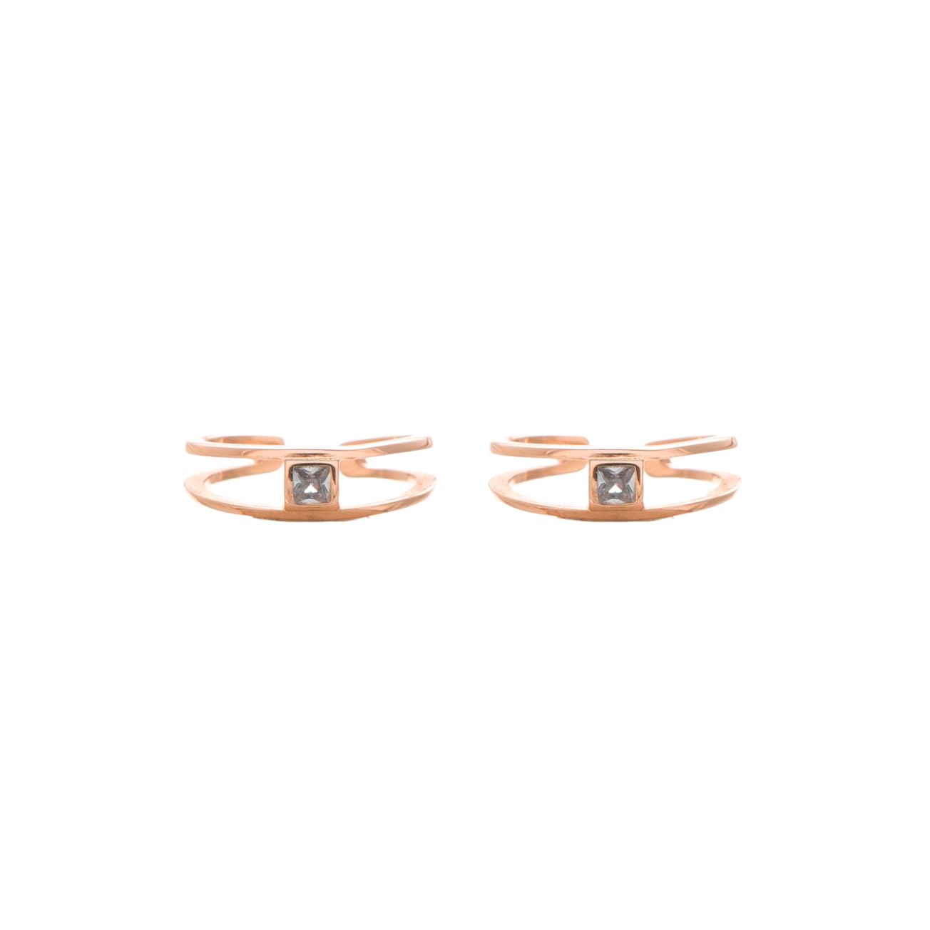 Rose Gold Toe Rings with Crystal Square Stone, Adjustable, Wedding Gifts for Women & Girls-image-45