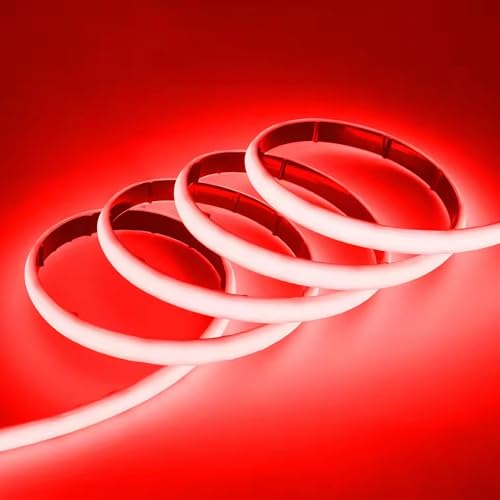 BININBOX COB LED Strip Light IP68 Waterproof Neon Rope 320 LEDs/m Cuttable LED 24V, Flexible Strip for Stairs, Aquarium, Pool, Bedroom, Christmas, Party Decoration (Red Light, 10 Meters)