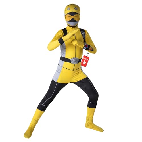 Morphsuits Disfraz Power Ranger Amarillo Niño, Traje Power Rangers para Carnaval y Halloween, Disfraces Infantiles, L