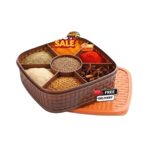 Buy 7 in 1 Brown Plastic Square 7 Sections Multipurpose Masala