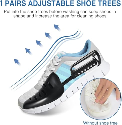 Teletrogy 2Pcs Schuhe Waschbeutel, Schuhwaschbeutel Waschmaschine mit Verstellbare Schuhspanner, Wäschesack Schuhe mit Verstecktem Reißverschluss, Wiederverwendbarer Wäschenetz für Sneaker, Blau