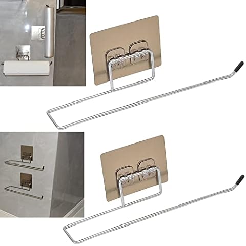 2 Pack Paper Towel Holder, Kitchen Roll Holder under Cabinet, Self Adhesive Paper Roll Holder, Stainless Steel Paper Towels Rolls for Kitchen Utility Room Laundry Pantry Bathroom Cover