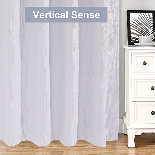 Lecloud Stripe 100% Blackout Curtains For Bedroom, 2 Panels White Curtains 84 Inches Long, Thermal Insulated Back Tab Curtains For Living Room, 3D Embossed Luxury Fabric Window Curtains, 52" Wx84 L #TOP1