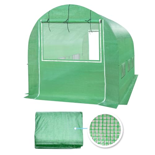 YardGrow Greenhouse Replacement Cover Larger Walk in Outdoor Plant Gardening Greenhouse 2-Doors with 2 Mesh Windows Frame Does NOT Included (10x7x7)