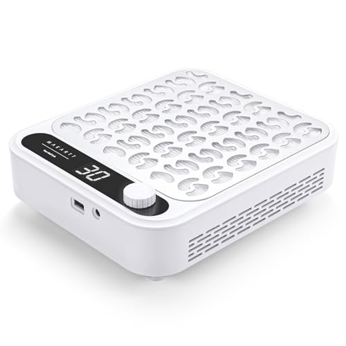 Makartt Nail Dust Collector - Professional Powerful Suction Larina Vacuum Fan Nail Dust Extractor with LED Display Reusable Filter for Acrylic Nails Polishing Manicure Salon Home White