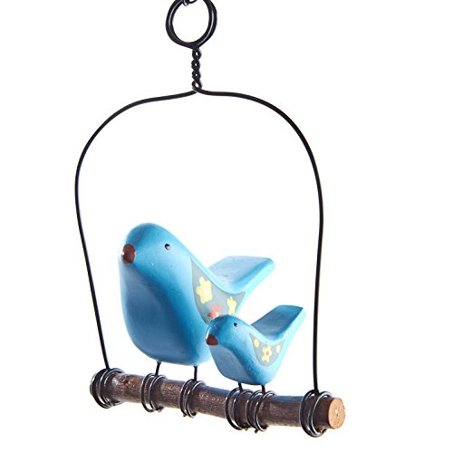 Factory Direct Craft Momma and Baby Blue Bird Swing Ornament | 3 Pieces