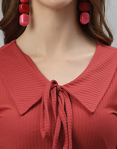 Image of Mehrang Women's Solid Ribbed Crop Tank Top Ribbed Tops for Women V-Neck 3 /4th Balloon Sleeves