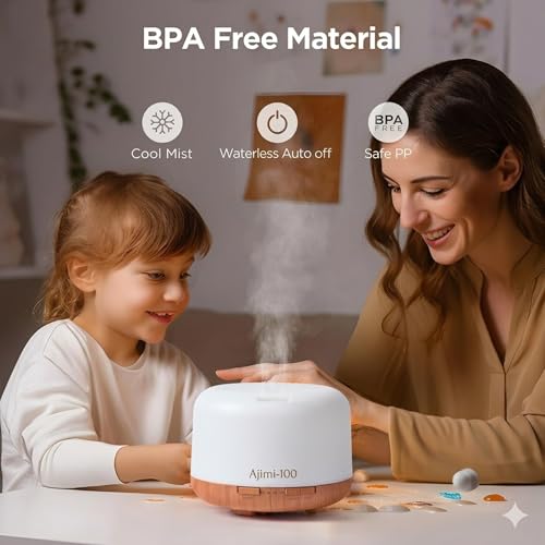 Image of AJIMI-100 Essential Oil Diffuser 500ml Ultrasonic Aroma Diffuser 5-in-1 Aromatherapy Fragrant Humidifier Cool Mist Vaporizer with Auto-Off Timer LED Lights & Remote for Home Bedroom Office & Spa