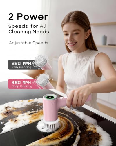 Image of PUFTEM Electric Shower Scrubber, Cordless Bathroom Scrubber, Dual Direction