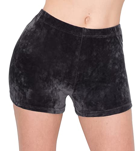 Image of ALWAYS Women's Velvet Pajama Shorts - Premium Soft Fluffy Plush Sexy Lounge PJ Short Bottoms Pants Charcoal M