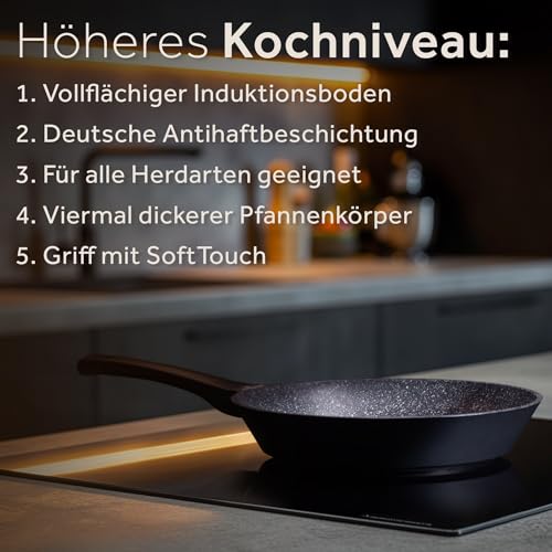 ZWIEGER Hochwertige Bratpfanne 28 cm – beschichtete Pfanne 28 cm, Aluguss, vollflächiger Edelstahlboden, für alle Herdarten (inklusive Induktion) geeignet – Antihaft, PFOA- & PFOS-frei 6