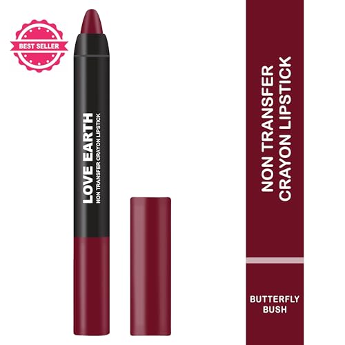 Image of Love Earth Non-Transfer Crayon Lipstick-Butterfly Bush | Lightweight & Longlasting, Smudge Proof, Transferproof, Matte | Up to 12 Hours Stay -3.5g