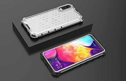 Image of Glasgow | for Samsung Galaxy A30s Honeycomb Pattern Back Case Cover for Samsung Galaxy A30s with 4 Bumper Corners and Military Grade Protection - Transparent