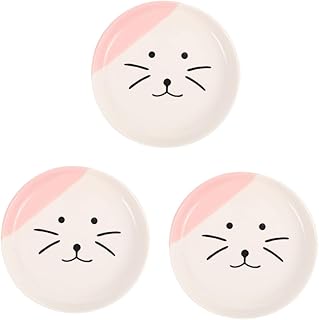 BESTOYARD 3 Pçs Tigela De Cerâmica Para Gato Prato De Comida De Gato Tigelas De Comida De Gato Rasa Tigela De Cerâmica Para Gato Uso Diário Tigela Para Animais De Estimação Prato De Gato