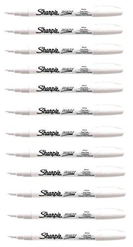 Sharpie Permanent Paint Marker, Fine Point, White (Box of 12)