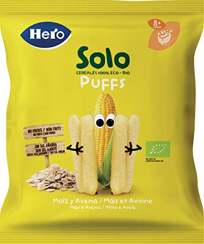 Hero Solo Snack de Maíz y Avena a partir de 8 meses - Sin sal añadida y sin aditivos- 25gr Cover