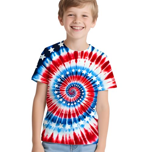 Image of Kids Neon Tie Dye Shirt for Boys Girls Tie-Dye T-Shirt Hippes Tshirt Senior Children Tee Size 6-16 Years Age