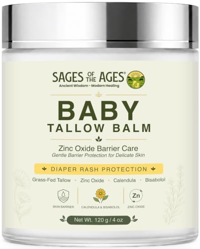 Image of Baby Diaper Balm for Rash Protection with Grass-Fed Tallow & Zinc Oxide